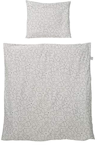roba Spjälsängssängkläder miffy® 80 x 80 cm - Sängkläderset för spjälsäng & babysäng - Kaninmotiv - Påslakan 80x80 & Kuddöverdrag 40x35 cm - Grå
