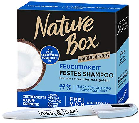 Nature Box Festes Shampoo mit Kokosnuss-Öl 85g + DIES&DAS Kugelschreiber im Wert von 2,90