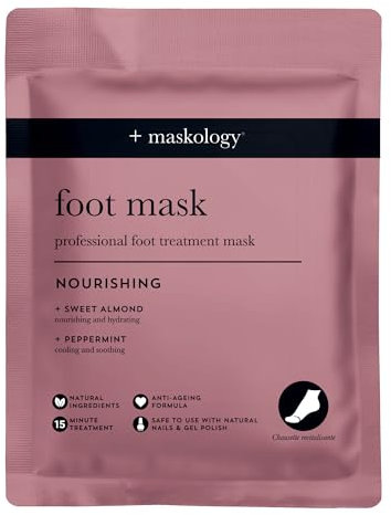 MASKOLOGY Foot MASK Professional Foot Bootie 1 Pair | Anti Ageing Formula | Natural Nails & Gel Polish Safe | Salicylic Acid | Shea Butter & Peppermint |