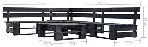 Susany 4-tlg.Garten-Paletten-Sofagarnitur Garten-Palettensofa-Set Garten-Sofagarnitur Terrassensofa-Paletten-Eckbank-Lounge-Set Mit 2 Palettenbank,1 Paletten-Eckbank,1Paletten-Ottomane,Kiefernholz