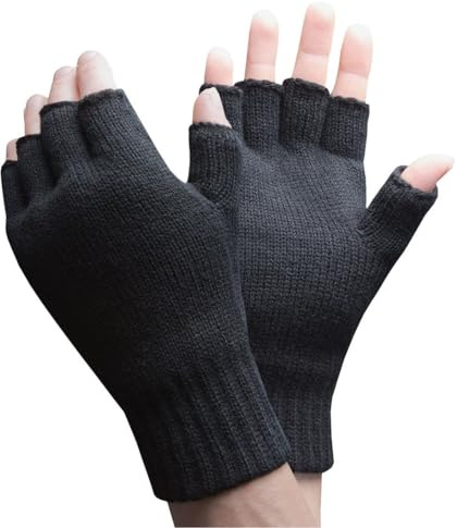 HEAT HOLDERS - Mens Winter Warm 2.3 TOG Fleece Lined Insulated Knit Thermal Fingerless Gloves