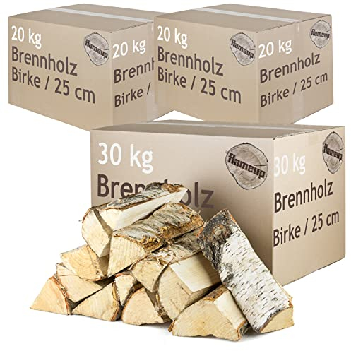 Brennholz Kaminholz Birkenholz Holz Auswahl 5-500 kg Birke Für Ofen und Kamin Kaminofen Feuerschale Grill Feuerholz Holzscheite 25 cm Kammergetrocknet Flameup, Menge:90 kg