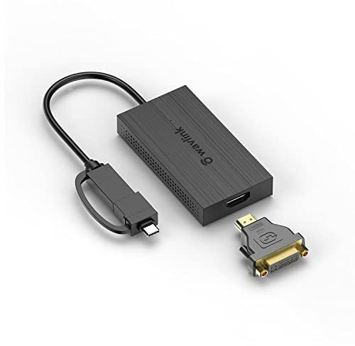 WAVLINK USB 3.0/USB C to HDMI DVI Monitor Adapter, Thunderbolt 3 Compatible External Monitor Converter, Connects 2560x1440 Audio Video Capture Graphics Cards Directly to Laptops/PCs ，for Windows/Macs