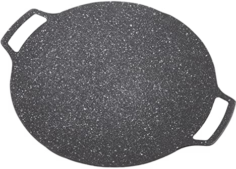 HEEPDD Round Teppanyaki Frying Pan, High Thermal Conductivity Harmless Heavy Korean BBQ Plate Aluminum Alloy for Home Outdoor Stove Gas Type 33cm