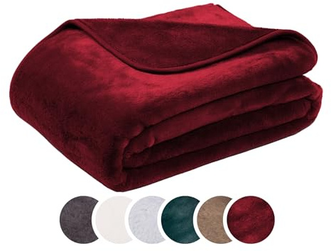 liebling Kuscheldecke Merino-Touch, Wohndecke Ultra flauschig als Sofaüberwurf oder Wendedecke, waschbar, 150 x 200 cm, dunkelrot