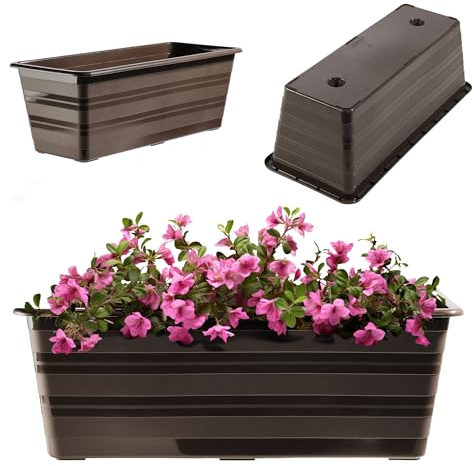 KADAX Fioriera 40 cm Marrone, Vaso da Balcone in Plastica, Cassetta per Piante Resistente alle Intemperie, Vaso per Fiori, Cassetta da Ringhiera per Fiori, Erbe Aromatiche