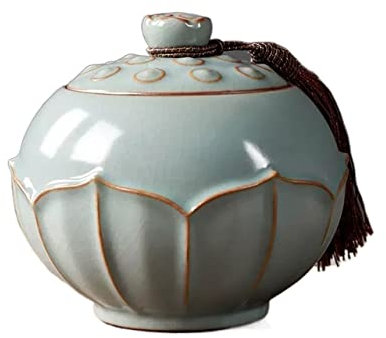 Tea Canister Vintage Lotus flower Decor Porcelain Tea Canister Oriental Chinese Style Ceramic Loose Tea Container with Lid Sugar Candy Container Ginger Jar Coffee Bean Holder for Home Decor Tea Caddy