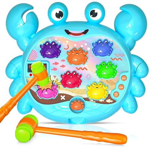 Hot Bee Spielzeug für 2 3 4 5 6 Jahre Alten Jungen Baby Spielzeug Kinderspielzeug für Kinder Frühes Lernen Whack A Krabbe Spiel für Kleinkinder mit Sound&Light Geburtstagsgeschenke Hämmern