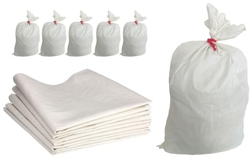 ToolSpace Sac à Gravats PP Tissé, 50×85 cm en Polypropylène 5x Sac Chantier pour Gravier Sable Feuilles Déchets de Construction Jardin - Réutilisable - Résistant 25 kg Sacs a Gravats Toile Tissée