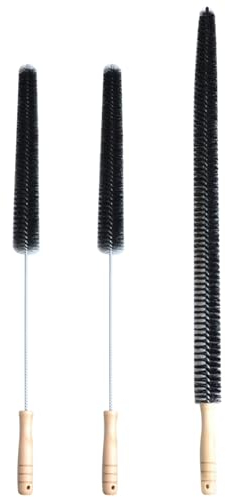 Hilai Radiator Brushes, Dryer Vent Cleaner Brush 3Pcs Dryer Lint Brush Vent Cleaner, 27.6 ＆ 29.5 Inch Refrigerator Coil Brush, Lint Trap Cleaning Tools for Washer Dryer Vent