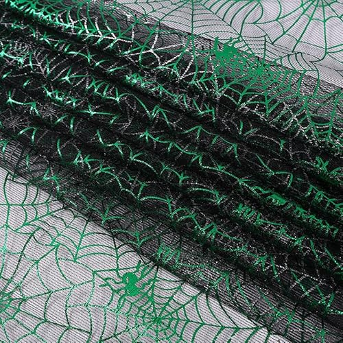 500 x 150cm Spinnennetz Netzstoff zum Nähen,Halloween Hexe Spinnennetz Stoff Netzstoff Dekostoff Kostümstoff zum Nähen Leichter Glanz Glitzer Tüllstoff Für Halloween Kleidung Basteln Party Dekoration