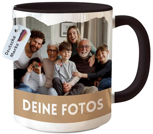 Tasse Personalisiert mit Foto – Fototasse mit eigenem Bild - Schwarz | Geschenk für Freundin Mutter Partner Familie Geburtstag Party Weihnachten