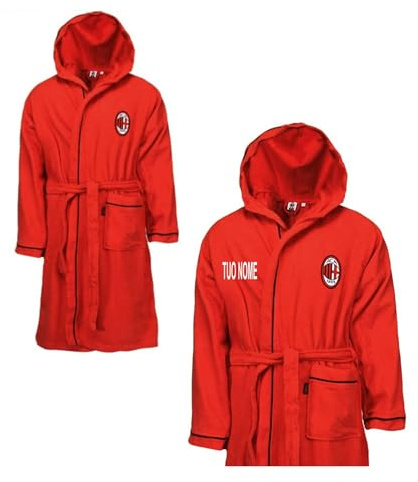 Accappatoio Milan Ufficiale Microspugna Adulto Bambino Personalizzabile