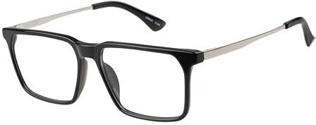 DAKOTA Quadratisch Kunststoff Brillen in Schwarz für Herren, Brille mit Sehstärke, optional mit Sonnenbrillen tönung oder Blaulichtfilter (Modell DKO-AOM 07-104)