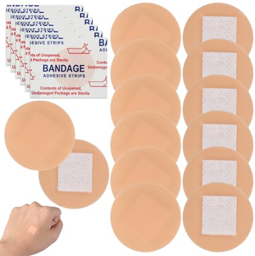 Beavorty Waterproof Adhesive Bandages - 100Pcs Small Skin-Coloured Round Plasters for Care Flexible Ideal As Face Band and Spot Plasters Supplies for Daily