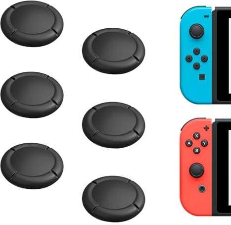 Hawdows Lot de 6 Capuchons de Joystick de Rechange, Caps Joystick, Capuchon de Stick Analogique pour Manette Switch, Switch Lite et Switch OLED - 6 Noir