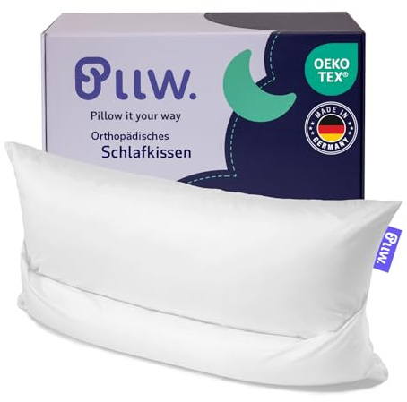 PLLW. Orthopädisches Nackenkissen 40x60 I Kopfkissen Nackenschmerzen mit beweglicher Nackenrolle I Ergonomisches Seitenschläferkissen mit Bezug I Individuell füllbares Nackenstützkissen I Öko Tex 100