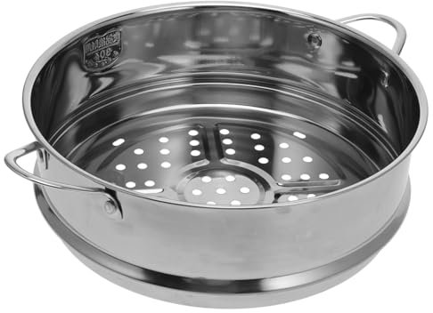 FUNOMOCYA Vaporiera Per Alimenti in Acciaio 304 Da 22 Cm Doppie Maniglie, Cestino Per La Cottura a Vapore Fori Multipli, Per Cucina Casalinga e Preparazione Di Gnocchi e Verdure