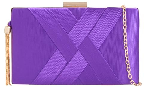 A2ZUKFASHION Pochette da donna in raso, da sera, in seta, per matrimoni, feste, serate, Viola