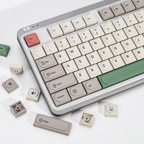 YMKPVR KBDiy 9009 Doys Keycaps Low Profile Dye-Sublimation PBT Retro Custom Keyboard Keycap,138 Keys Cap Set for Cherry Gateron MX Switches Mechanical Keyboards
