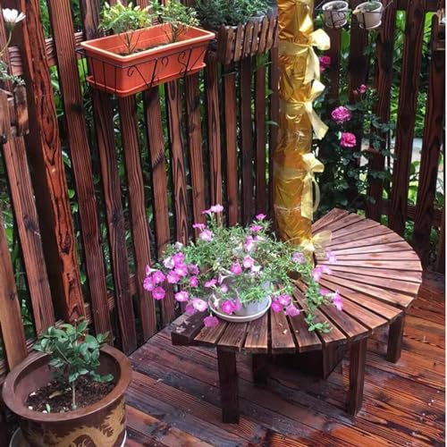 Halbrunde Baumbank für den Garten, Haustürbank aus Naturholz, wetterbeständiges Romantisches Sofa für draußen, 120 cm Außendurchmesser (Farbe: 1 Stück, halbrund)