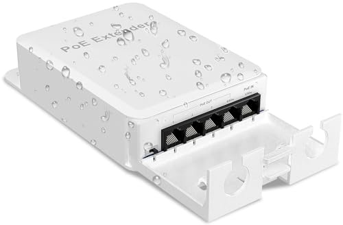 YuanLey Extension PoE d'extérieur 1 à 4, entrée 802.3af/at/bt 90 W, sortie 60 W, mini répéteur avec 5 ports, étanche IP66, Vlan, rallonge jusqu'à 250 m, commutateur passthrough non géré, montage mural