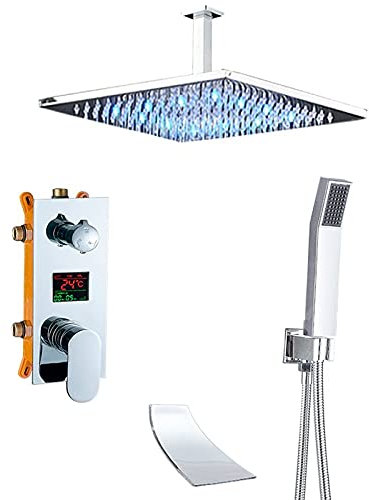 QUEAWOQ Bathroom Rainfall Shower Faucets Set Concealed rome Shower Faucet System Bathtub Shower Mixer Tap Wall Mount,A 8 in Shower Set (B 10 In Shower Set) Octopus feet
