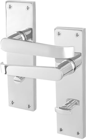 EAI Chrome Victorian Door Handles, 1 Pair of Internal Straight Pattern Bathroom Handles on Backplate Polished Chrome