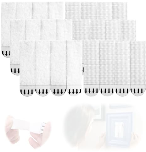 YzmrBdqc 24 pares de tiras grandes para colgar cuadros resistentes, para colgar lienzos sin clavos, cinta de gancho y bucle sin daños, calcomanías para marco de fotos para pared, cinta de cierre de