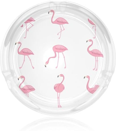 Cendrier en verre imprimé flamants roses sur blanc pour extérieur patio portable unisexe intérieur bureau