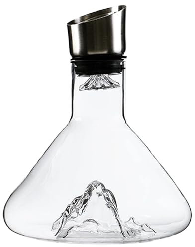 Clear Crystal Wine Decanter - 1500ml Iceberg Style with Aerator, 100% Hand Blown Lead- Crystal Glass,Mouth-Blown Glass Wine Decanter/Aerator | Red Carafe for Port with Wide Base with Flared Neck