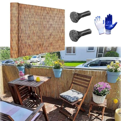 Sichtschutzmatte Schilfrohrmatte Zaun 60cm 80cm 120cm 140cm 150cm 160cm Hoch Gartenzaun Schilfrohr Windschutz Zaun Natur Wetterfest Bambus Sichtschutz Bambuszaun