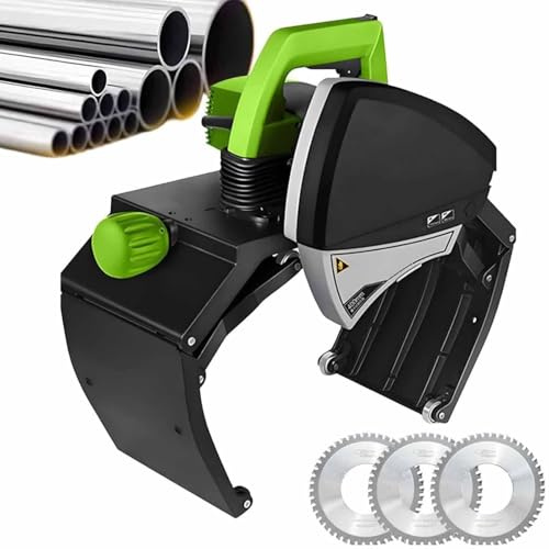ZenSeFarin Cortatubos Eléctrico con Fijación De Riel De Precisión 5 Velocidades con 3 Hojas Acero INOX para Acero/Cobre/PVC, Diámetro 15-400mm para Tuberías Industriales Y De Construcción,ZD220