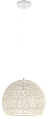 GOPLUS Lámpara Esférica Colgante, Lámpara con Pantalla de Papel de Aceite, Sistema de Suspensión de Luz, Fácil de Instalar, Bombilla Inluida, para Comedor, Sala de Estar, Dormitorio (Beige)