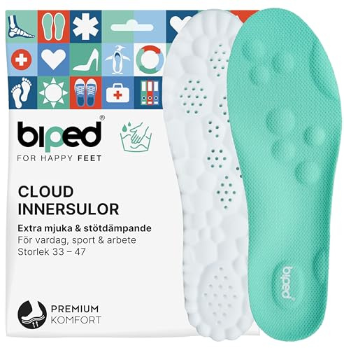 biped Cloud extra mjuka innersulor för vardag, sport och arbetsskor – Ortopediska stötdämpande skoinlägg med hälkudde – Massage skuminnersulor z2938(mint,36-38)