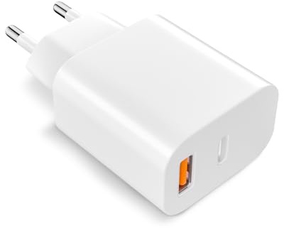 USB-C Ladegerät 20W Dual Port USB-C + USB-A Netzteil Adapter für iPhone, Samsung, iPad, Schnellladegerät USB Stecker