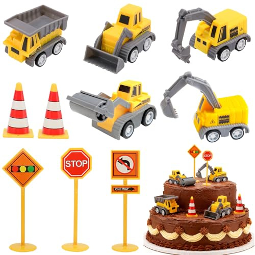Wichtel Zubehör Baustelle, Wichtelbaustelle Wichtelzubehör Weihnachten Wichteltür Zubehör 1 12 Baustellenfahrzeuge Verkehrsschilder Kuchendeko Tortendeko Mini Bagger Miniatur Deko