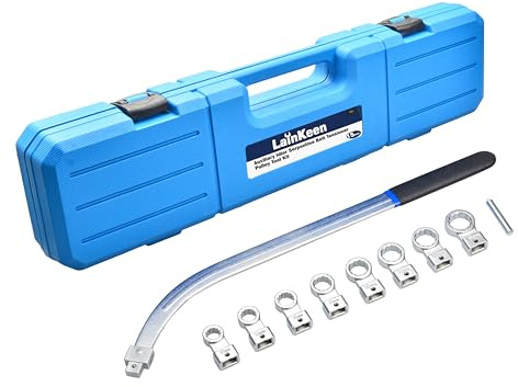 LainKeen 15PCS Auxiliary Idler Belt Tensioner Pulley Tool Kit Serpentine Timing Belt Wrench Removal Tool Set Engine Timing Curved Belt Tensioning Remover Installer 12 Point Sockets