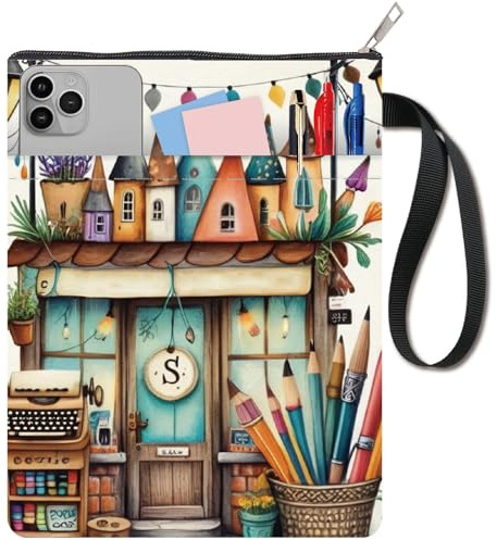 CRASPIRE Custodia per Libri Custodia Lavabile Copertina Rigida con Tasca con Cerniera Manico Impermeabile 11.02 x 8.66 Pollici Doppia Faccia Copertina Morbida Borsa per Quaderni Diari Libri di Testo