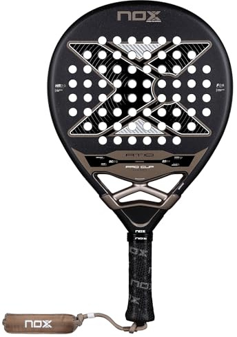 Nox At10 Pro Cup Hard by Agustin Tapia | Agustin Tapia Pala - Pádel de fibra de vidrio con esfera plateada, núcleo duro EVA HR3, EOS Flap aerodinámico