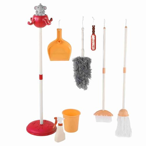 Ensemble de nettoyage pour enfants, jouet détachable, outil de nettoyage pour maison de poupée, pour garçons et filles (Rouge)