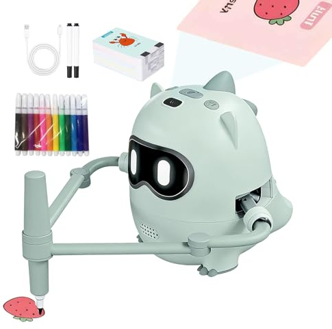 Qkbuza Robot de Dessin pour,Jouets Éducatifs Interactifs Intelligents avec Voix,Projecteur de Tracé et Dessin | pour Maison, École, Jardin et Moments en Famille