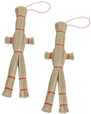 DOITOOL Llaveros Espantapájaros de Paja de Trigo 2 Piezas, Colgantes Decorativos Grandes 18 Cm, Adornos para Fiesta y Decoración Halloween, Accesorios para Casa Embrujada y Eventos