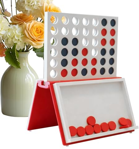 Vhjlfig Wooden 4 In A Row Game 3D 21.6x15.3x5.1cm Classic Strategy Game Book Shape Design Educational Toy For Men Women Boys Girls Youth Teens Wife Husband Son