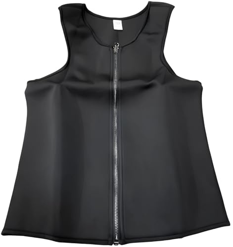 Texvora Herren Sauna-Weste, Shapewear, ärmelloses Neopren-Top für Bauchkontrolle, Größe L, Schwarz