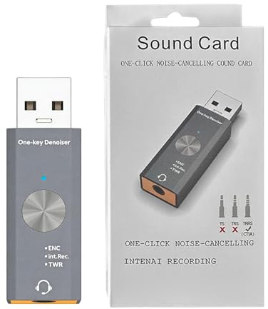 Tarjeta Sonido para PC USB A 3.5 mm Convertidor Reducción Ruido