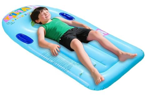 Aufblasbares Bodyboard Mit Griffen - Tragbares Surfbrett Zur PVC-Luftmatratze Für Pool, & See Für Kinder | Rosa/Blau | Zubehör Modell Design Qualität Montage-Set Wasserspielzeug