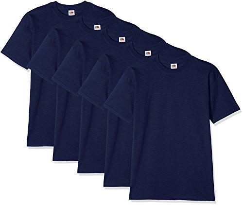 Fruit of The Loom Maglietta a Maniche Corte da Uomo Super Premium (Confezione da 5), Marina Militare, L