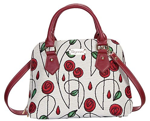 Signare Tapisserie Handtaschen Damen, Umhängetasche damen schultertasche damen und Umhängetaschen damen mit Blumenmustern (Mackintosh Rose)