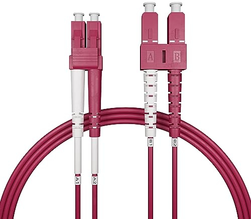 nexinex cavo in fibra ottica OM4 da LC/UPC a SC/UPC (1 cavo, 2 m) cavo patch a fibre ottiche | multimodale/multimode duplex LC/LC